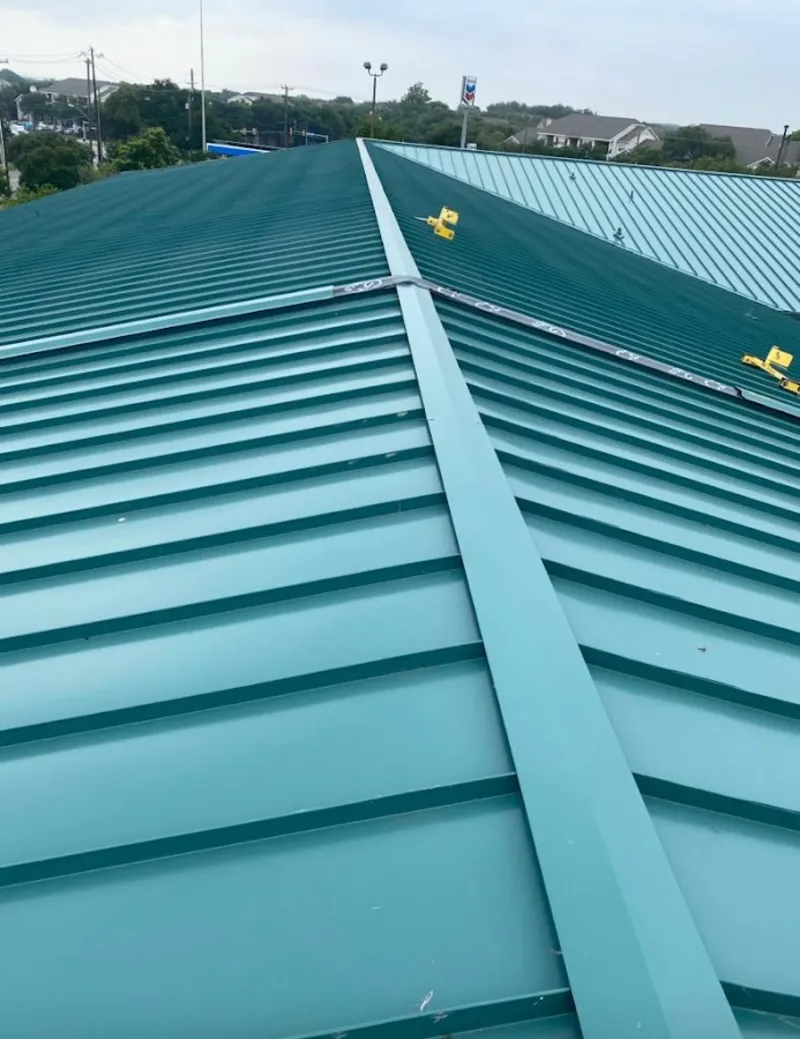 Green commercial metal roof ridge and valley for Metal Roof Repair in Elizabethtown
